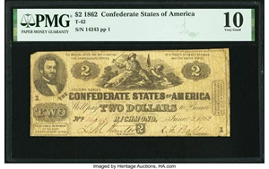 image for: T42 $2 1862 PF-3 Cr. 336 PMG Very Good 10....