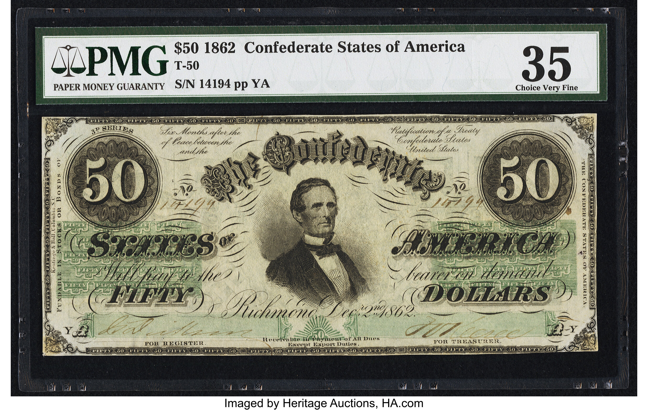 image for: T50 $50 1862 PF-17 Cr. 361 PMG Choice Very Fine 35....