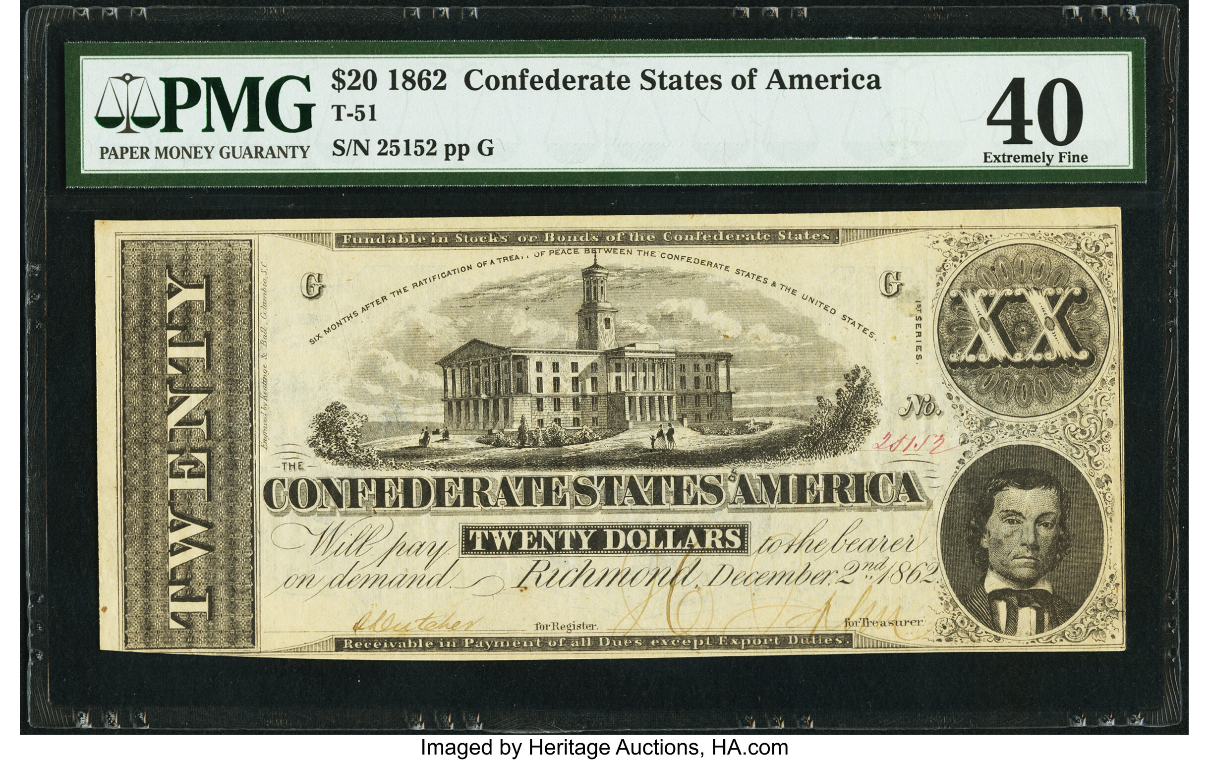 image for: T51 $20 1862 PF-4 Cr. 365 PMG Extremely Fine 40....