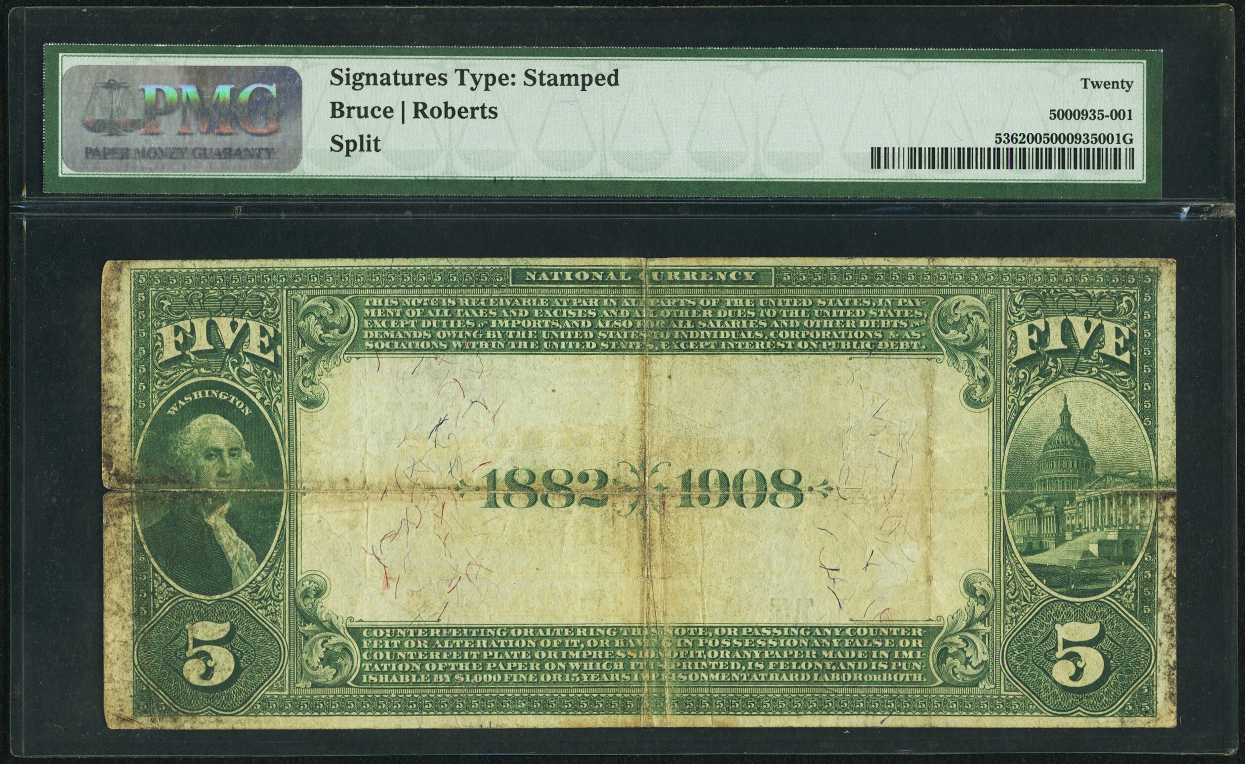 image for: Chicago, IL - $5 1882 Date Back Fr. 536 The Corn Exchange National Bank Ch. # (M)5106 PMG Very Fine 20....