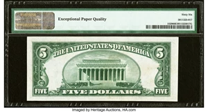image for: Fr. 1529 $5 1928D Legal Tender Note. PMG Gem Uncirculated 66 EPQ....