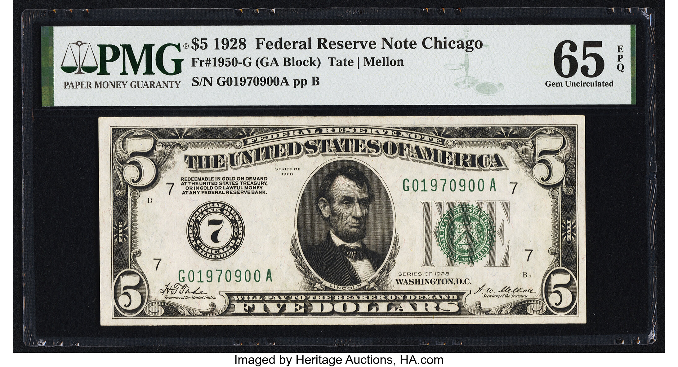 image for: Fr. 1950-G $5 1928 Federal Reserve Note. PMG Gem Uncirculated 65 EPQ....
