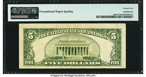 image for: Fr. 1960-H* $5 1934D Federal Reserve Note. PMG Very Fine 25 EPQ....