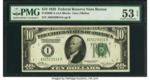 image for: Fr. 2000-A $10 1928 Federal Reserve Note. PMG About Uncirculated 53 EPQ....