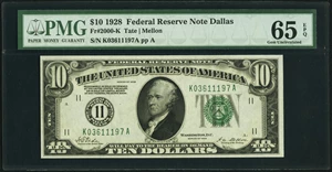 image for: Fr. 2000-K $10 1928 Federal Reserve Note. PMG Gem Uncirculated 65 EPQ....