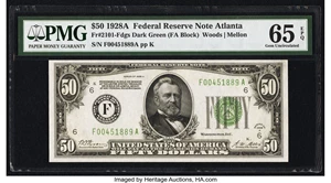 image for: Fr. 2101-F $50 1928A Federal Reserve Note. PMG Gem Uncirculated 65 EPQ....