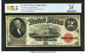 image for: Fr. 58 $2 1917 Legal Tender PCGS Banknote Very Fine 25....