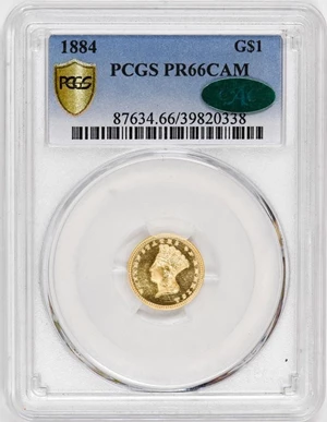 image for: G$1 1884 PCGS PR66 CAM CAC