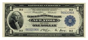 image for: FR. 711 1918 $1 Federal Reserve Banknote New York PMG Choice UNC 64 EPQ