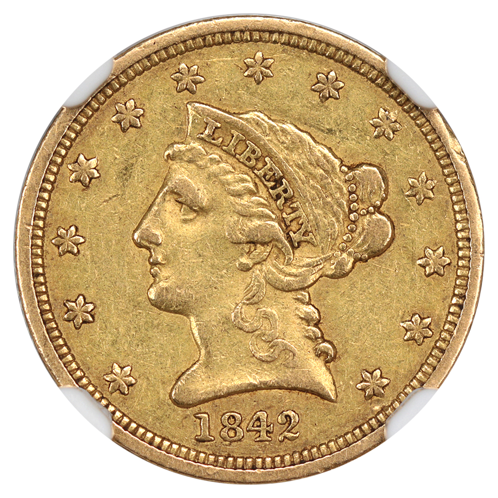 image for: 1842 $2 1/2 NGC AU53
