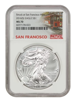 image for: 2016-(S) Silver Eagle $1 NGC MS70