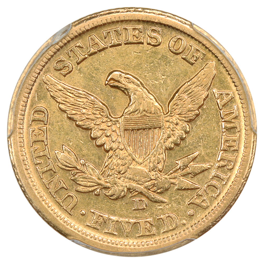 image for: 1861-D $5 PCGS AU Details (Altered Surfaces)