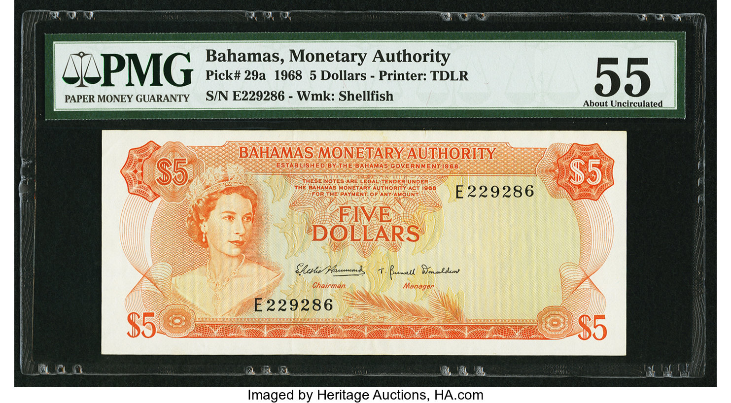 image for: Bahamas  5 dollars (B204a)