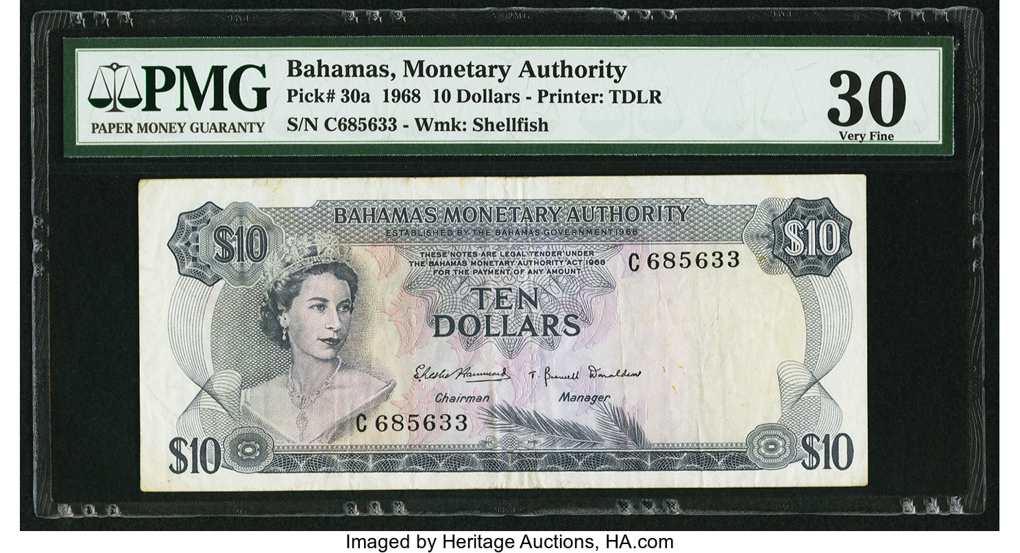 image for: Bahamas  10 dollars (B205as1)