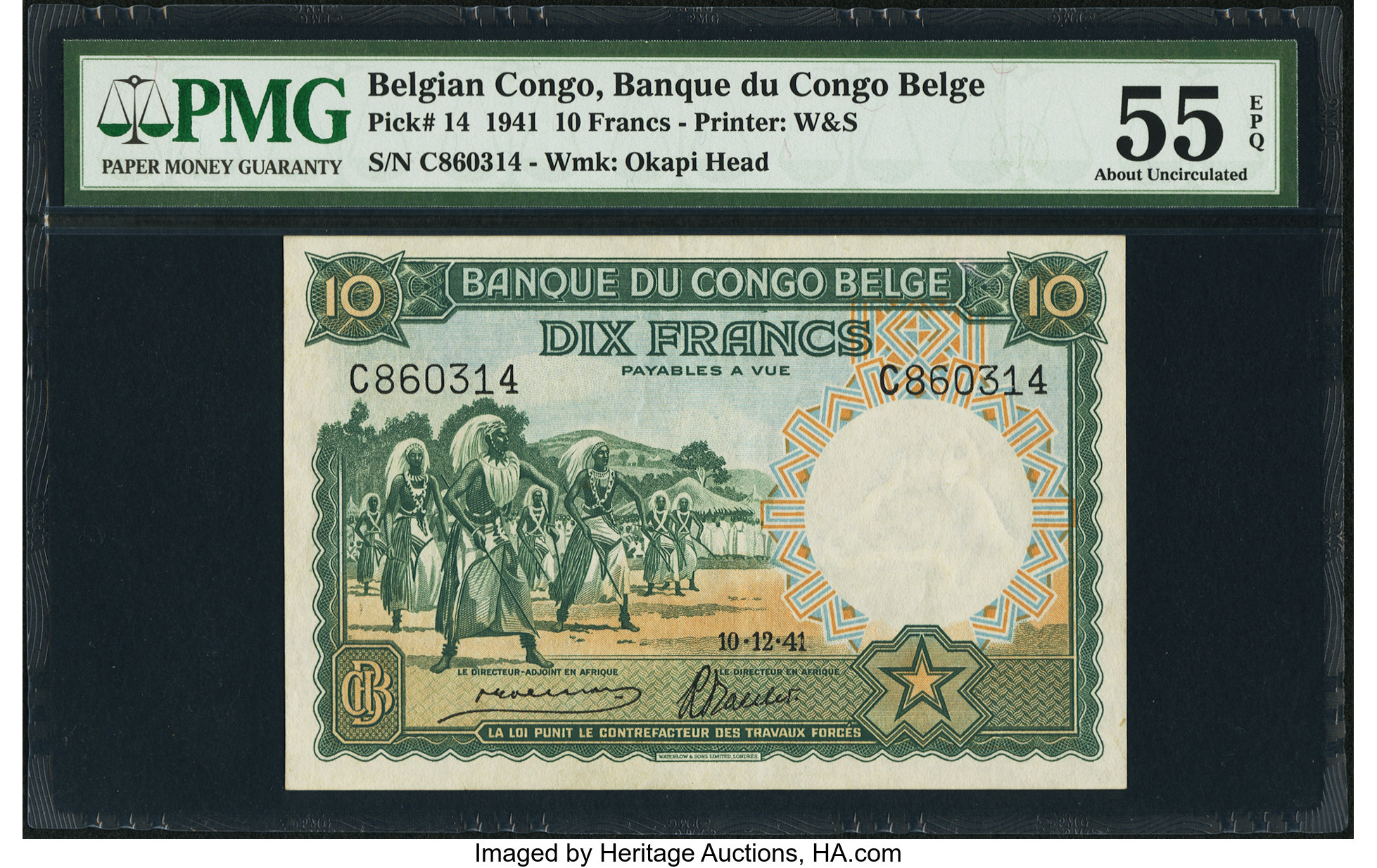 image for: Belgian Congo  10 francs(B213a)