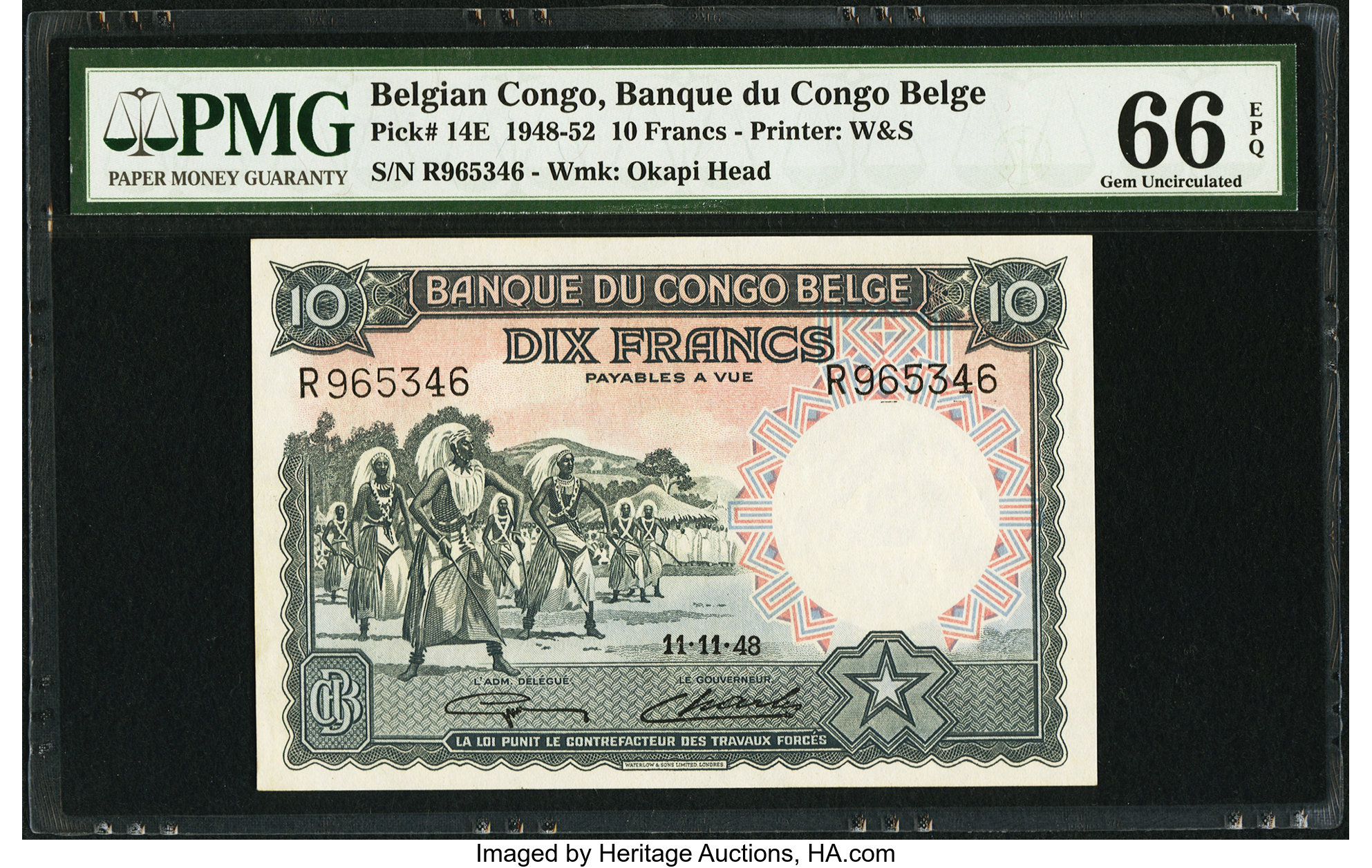 image for: Belgian Congo  10 francs(B213a)