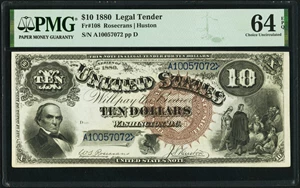 image for: Fr. 108 $10 1880 Legal Tender PMG Choice Uncirculated 64 EPQ....