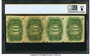 image for: Fr. 1246 10¢ Second Issue Uncut Vertical Strip of Four PCGS Banknote Extremely Fine 40....