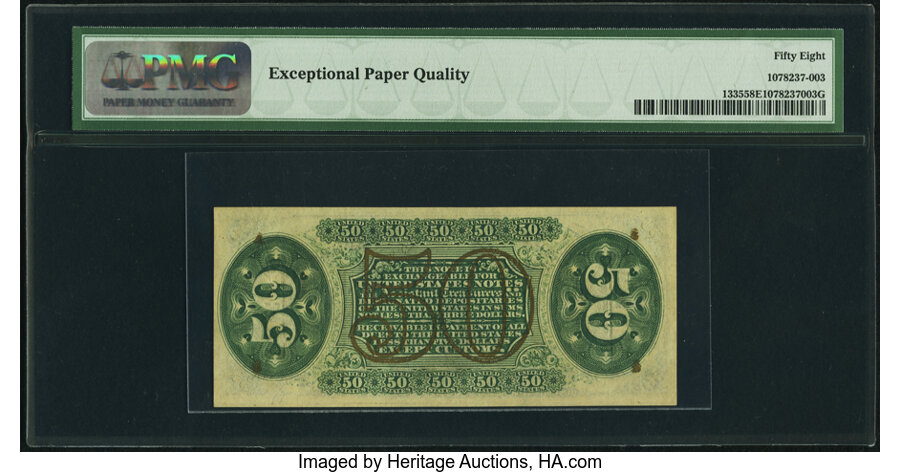 image for: Fr. 1335 50¢ Third Issue Spinner PMG Choice About Unc 58 EPQ....