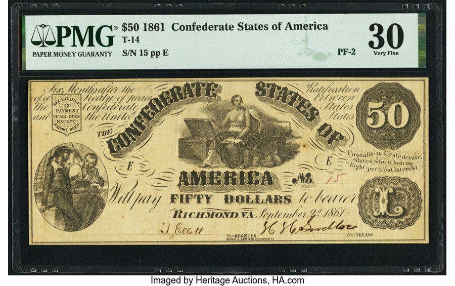 image for: T14 $50 1861 PF-2 Cr. 63 PMG Very Fine 30....