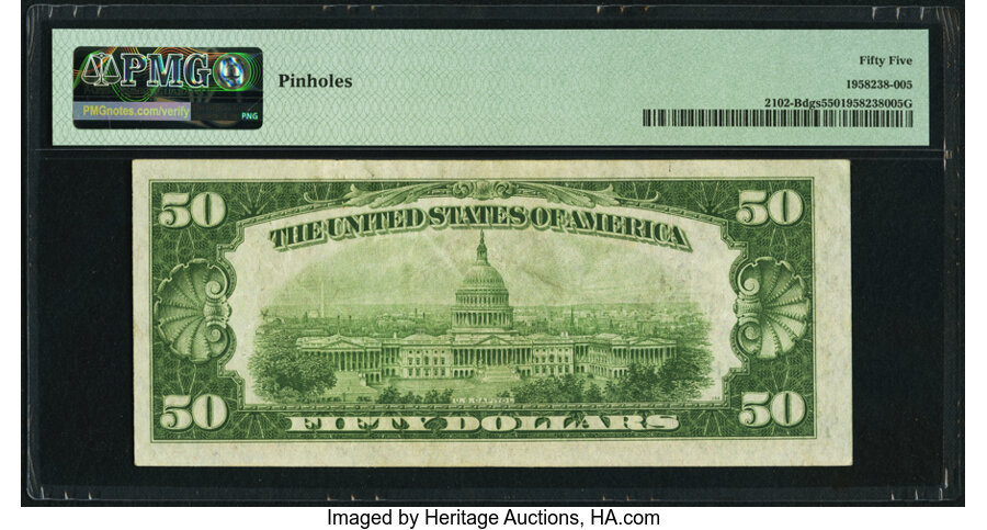 image for: Fr. 2102-B $50 1934 Federal Reserve Note. PMG About Uncirculated 55....