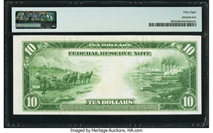image for: Fr. 907b $10 1914 Federal Reserve Note PMG Choice About Unc 58....