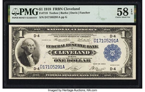 image for: Fr. 719 $1 1918 Federal Reserve Bank Note PMG Choice About Unc 58 EPQ....
