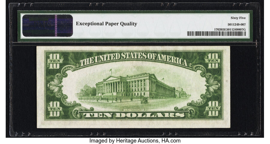 image for: Fr. 1702 $10 1934A Silver Certificate. PMG Gem Uncirculated 65 EPQ....