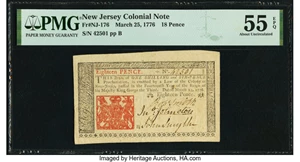 image for: New Jersey March 25, 1776 18d PMG About Uncirculated 55 EPQ....