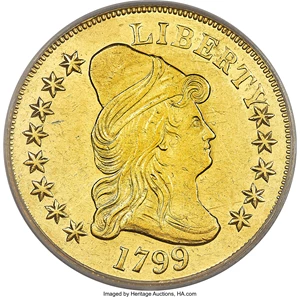 image for: 1799 $10 Small Obverse Stars, BD-8, R.5, AU53 PCGS....