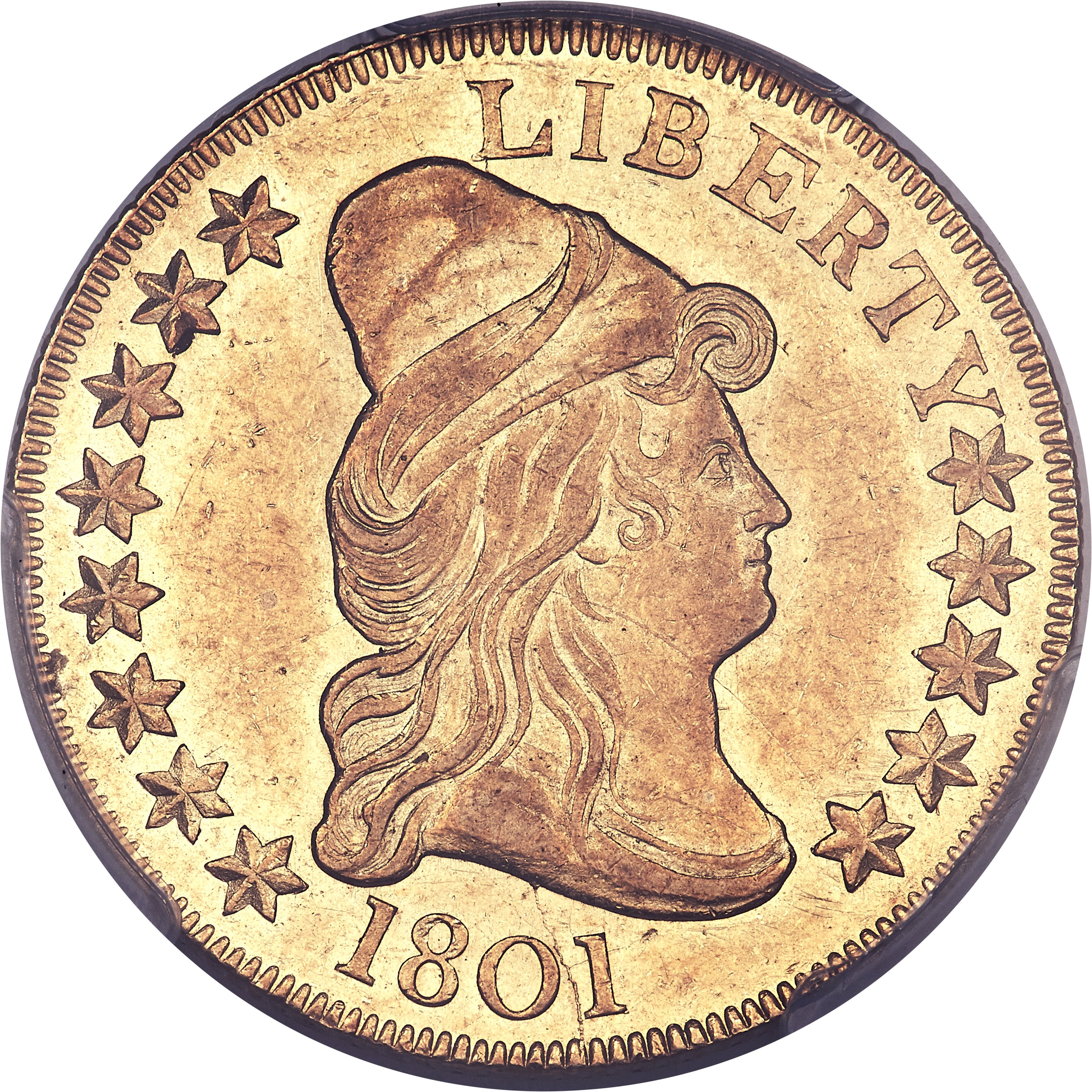 image for: 1801 $10 BD-1, R.5, AU55 PCGS....