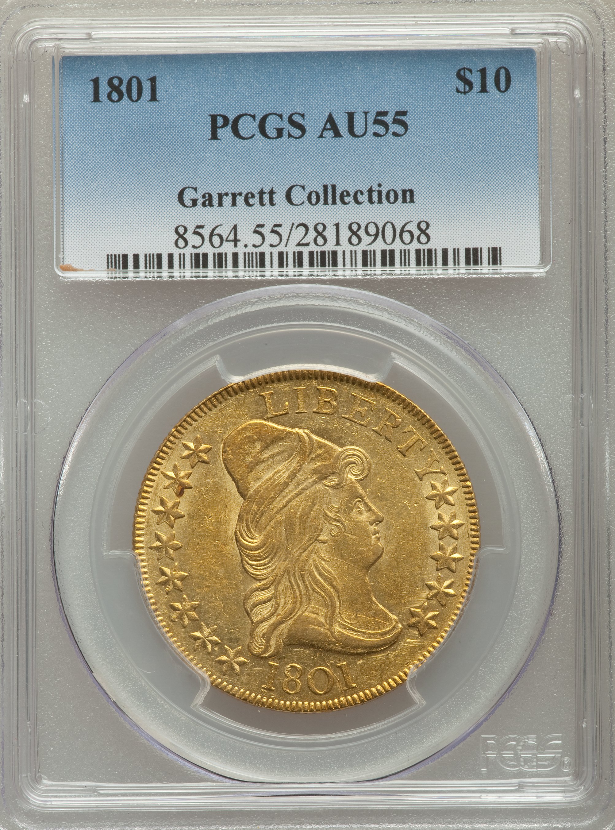 image for: 1801 $10 BD-1, R.5, AU55 PCGS....