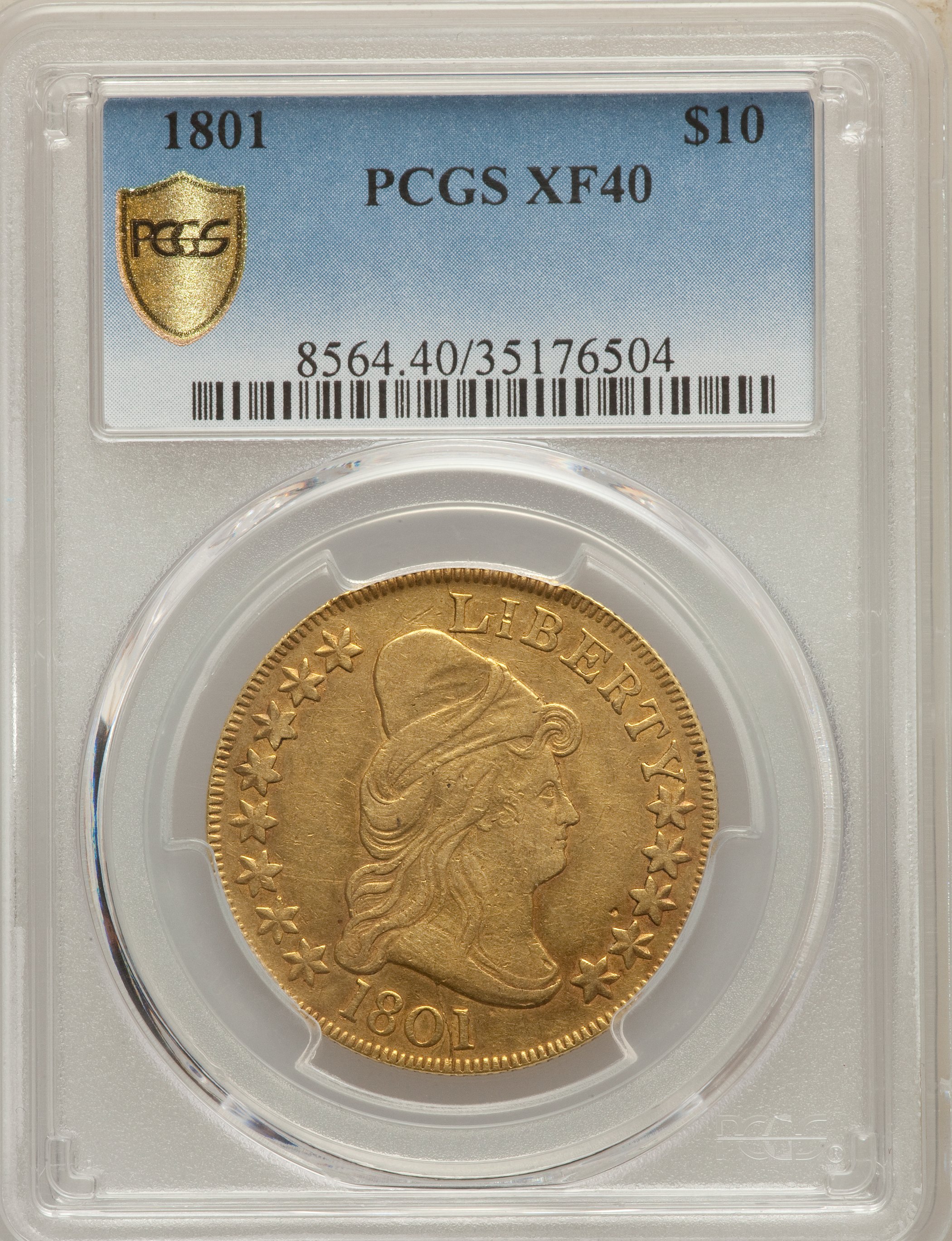 image for: 1801 $10 BD-1, R.5, XF40 PCGS Secure....