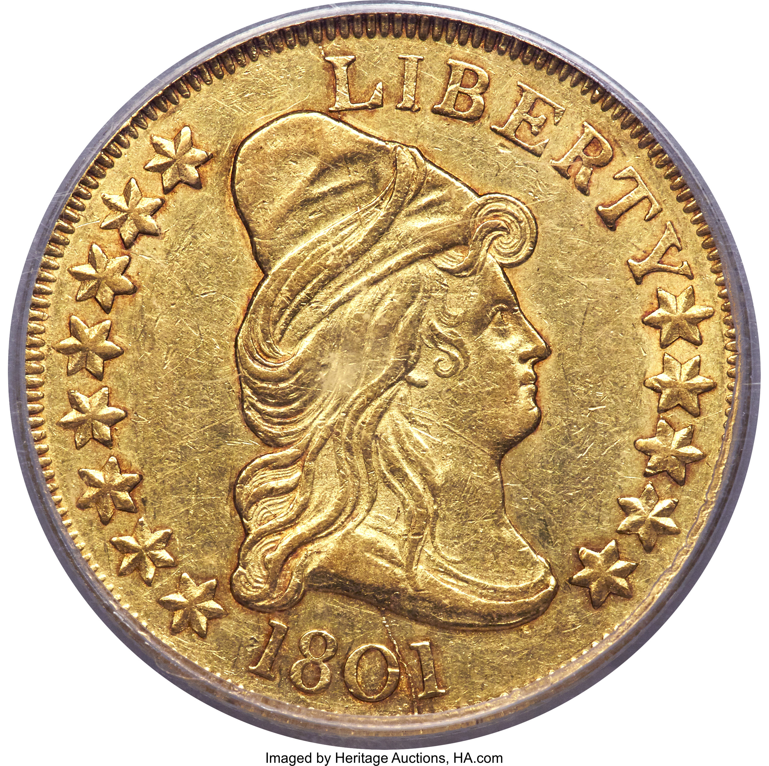 image for: 1801 $10 BD-1, R.5, AU55 PCGS....