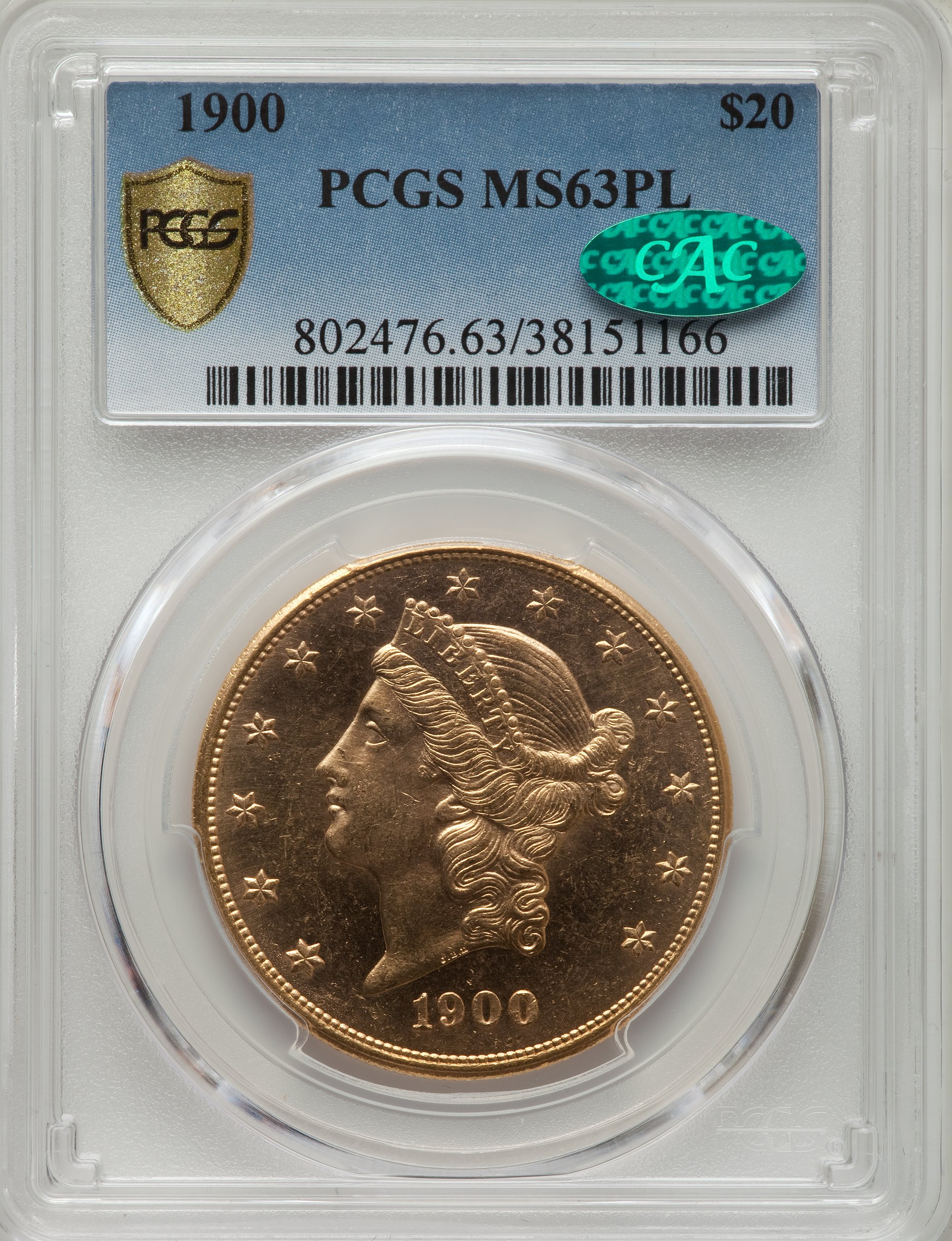 image for: 1900 $20 MS63 Prooflike PCGS. CAC....