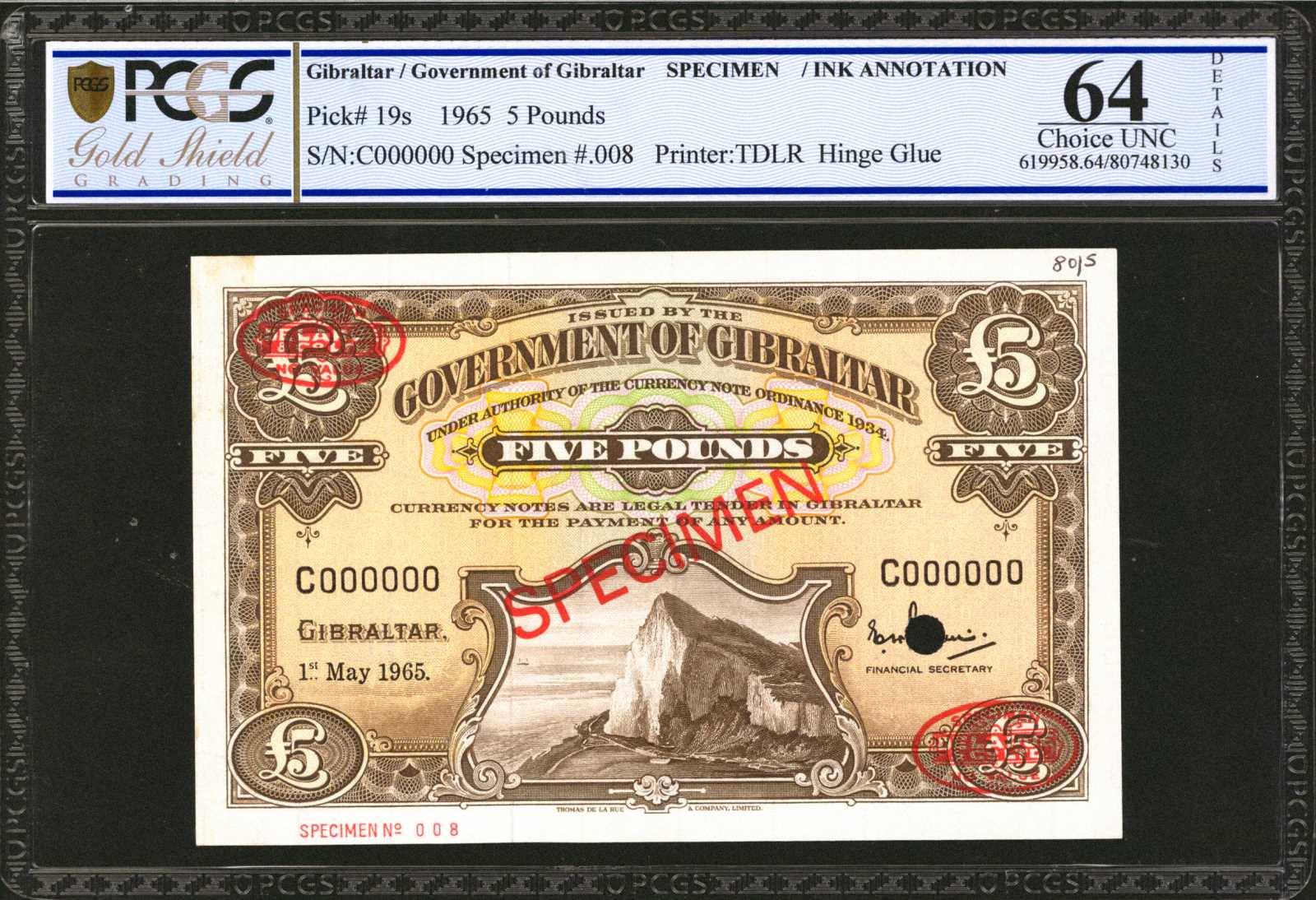 image for: Gibraltar  5 pounds (B117gs1)