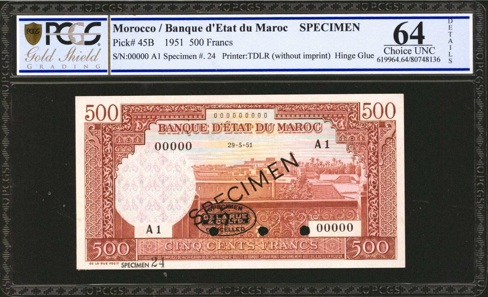 image for: Morocco  500 francs(B228a)