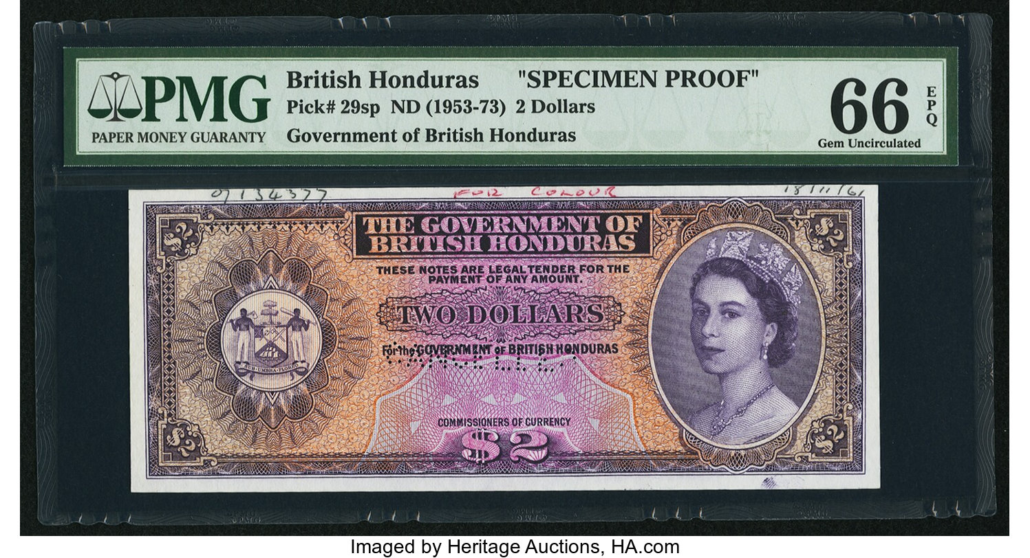 image for: British Honduras  2 dollars (B128a)