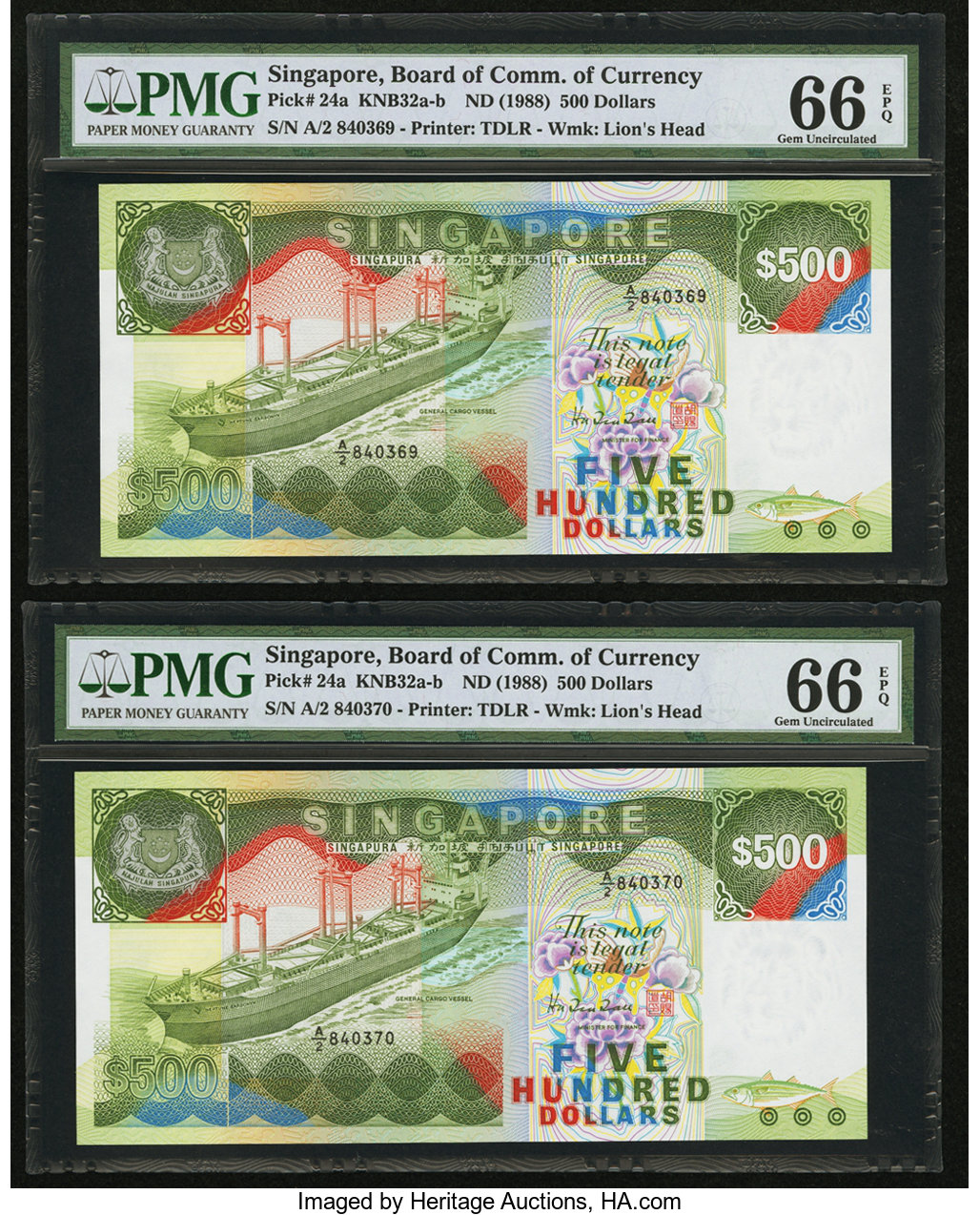 image for: Singapore  500 dollars (B125az)