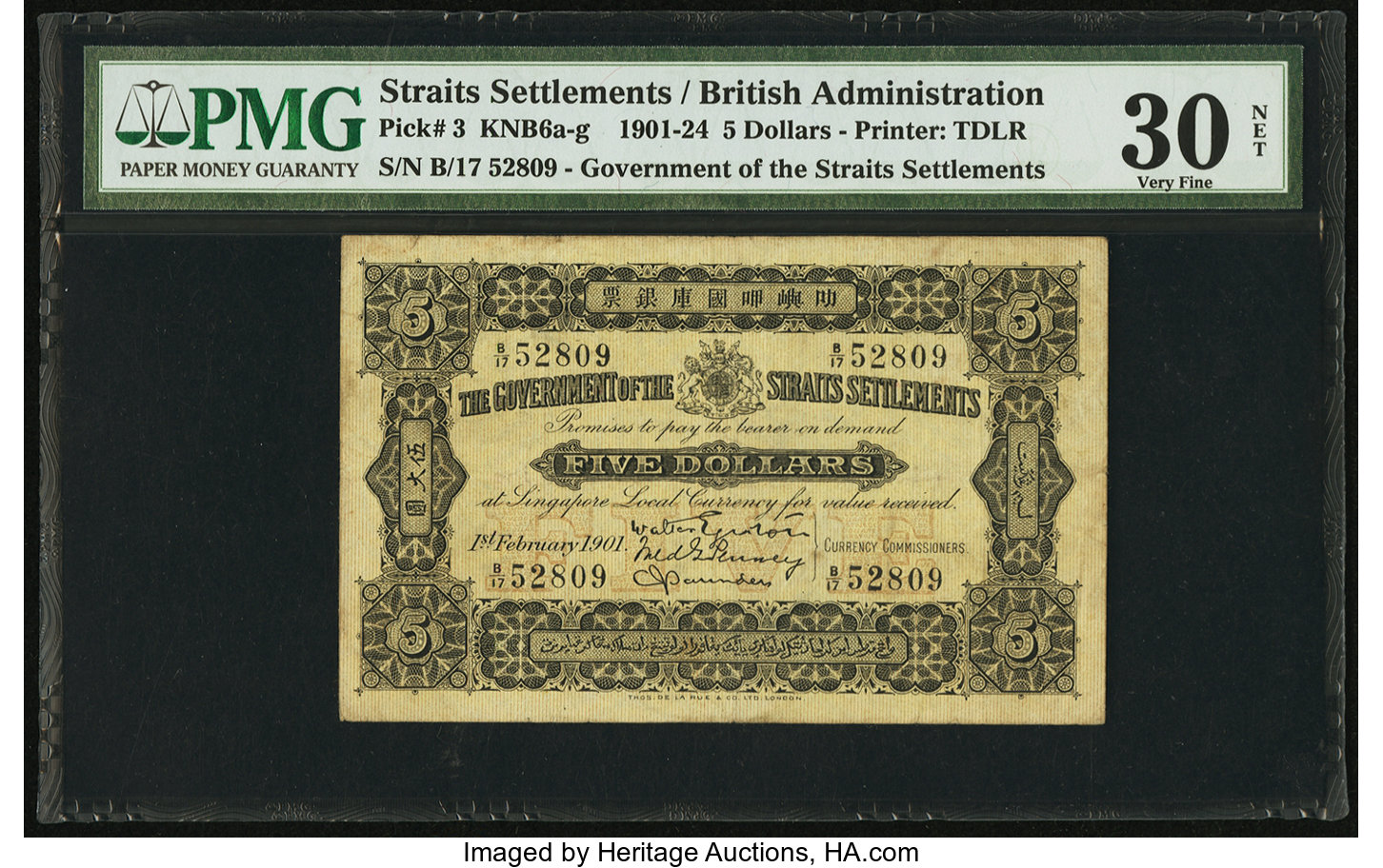 image for: Straits Settlements  5 dollars(B105a)