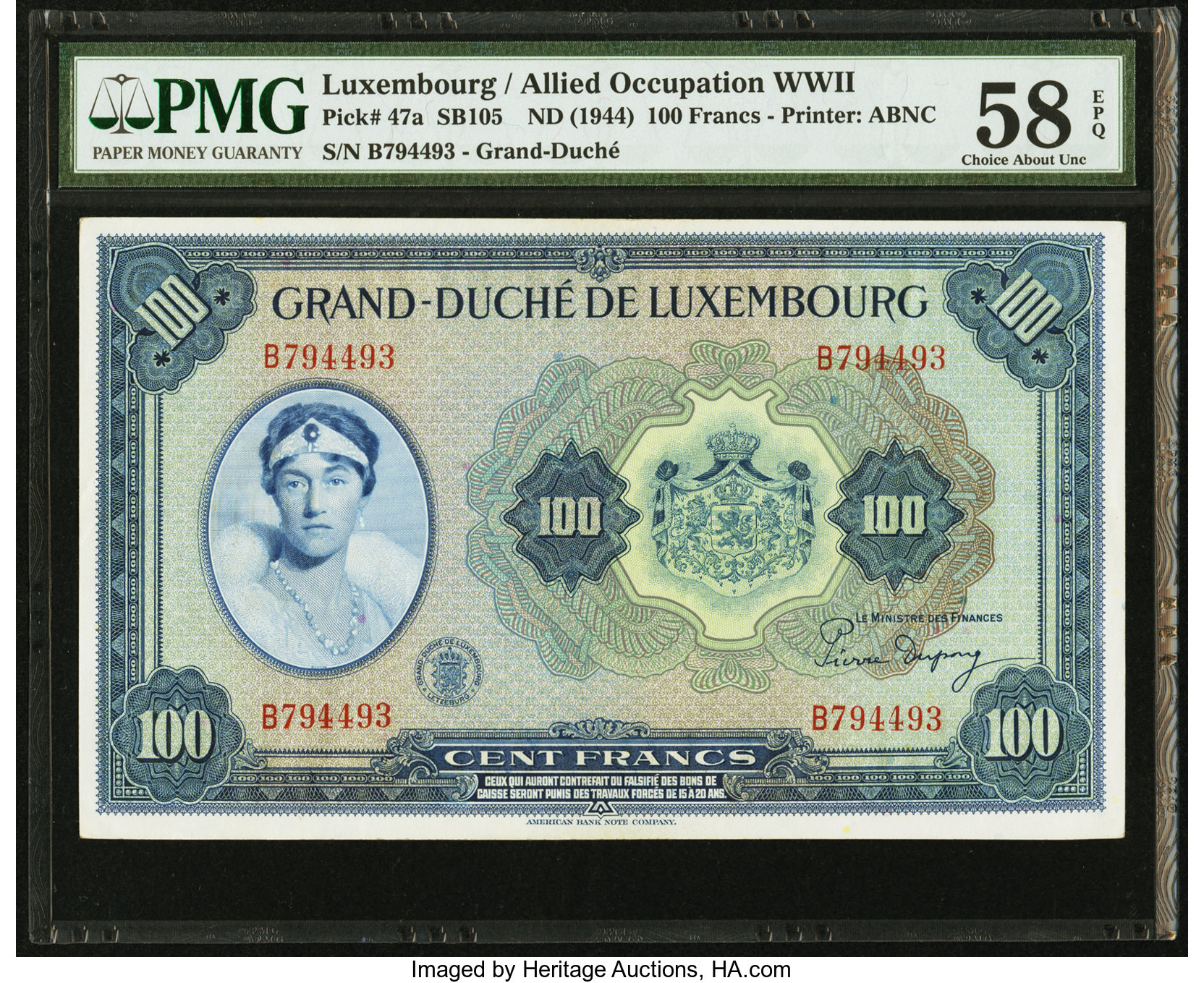 image for: Luxembourg  100 francs / frang (B330as3)