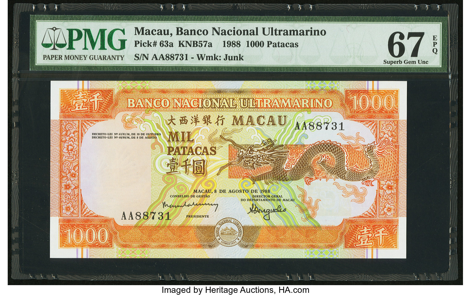 image for: Macau  1,000 patacas (B066a)