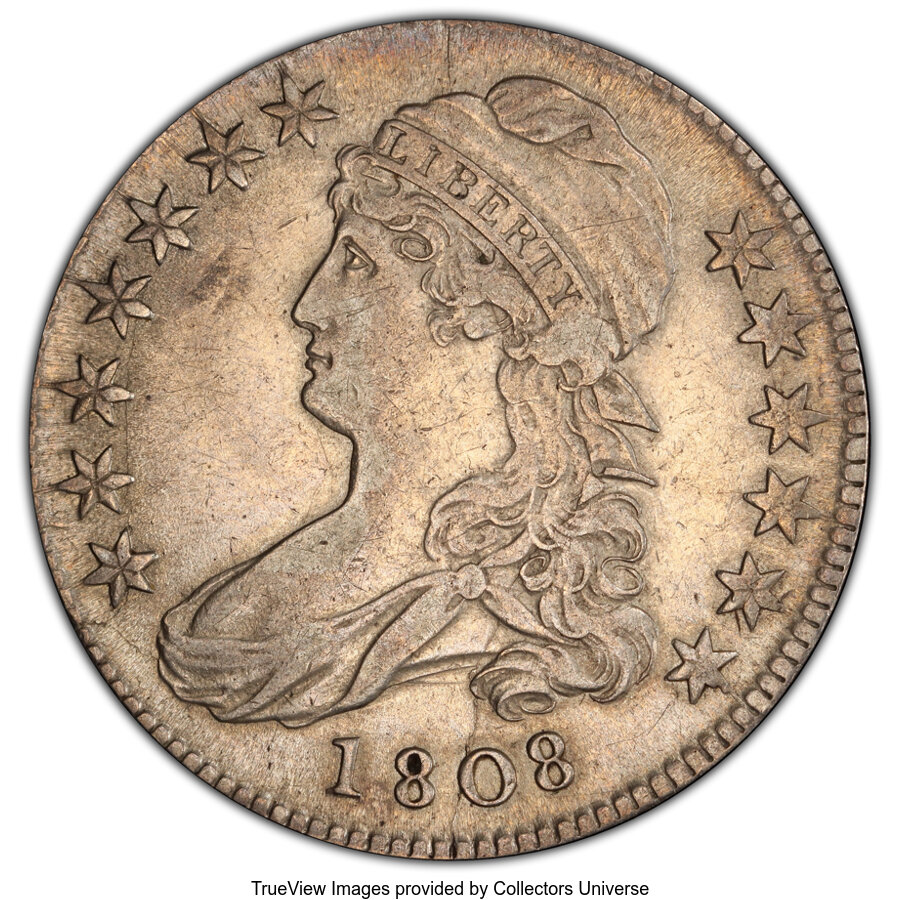 image for: 1808 50C O-102a, R.2, XF45 PCGS. PCGS Population: (2/7 and 0/1+). NGC Census: (2/10 and 0/2+). CDN: $600 Whsle. Bid for NGC...