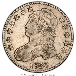 image for: 1830 50C Small 0, O-111, R.2, XF40 PCGS. PCGS Population: (2/17 and 0/0+). NGC Census: (1/16 and 0/0+). CDN: $150 Whsle. Bi...