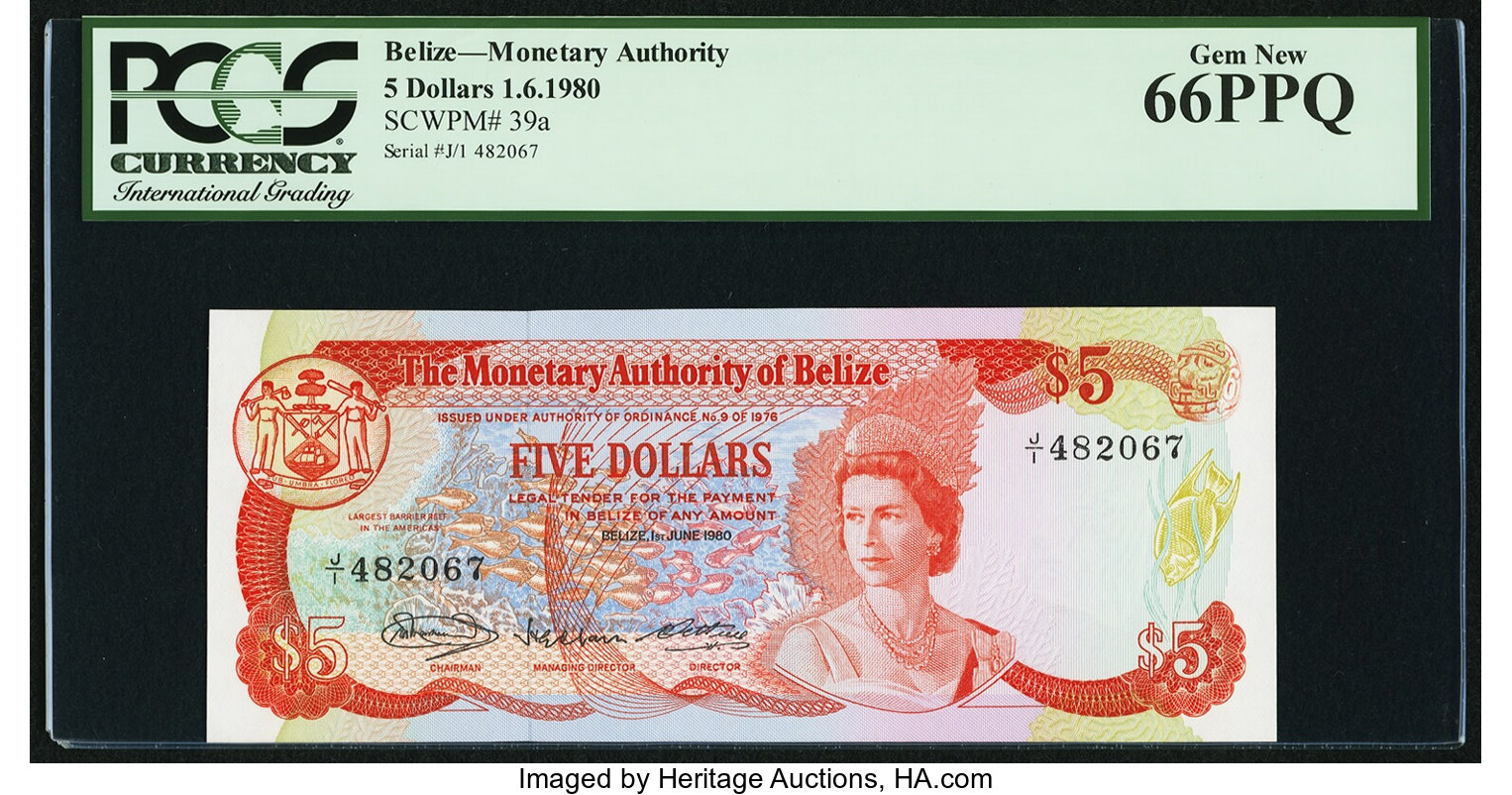 image for: Belize  5 dollars (B202ap)