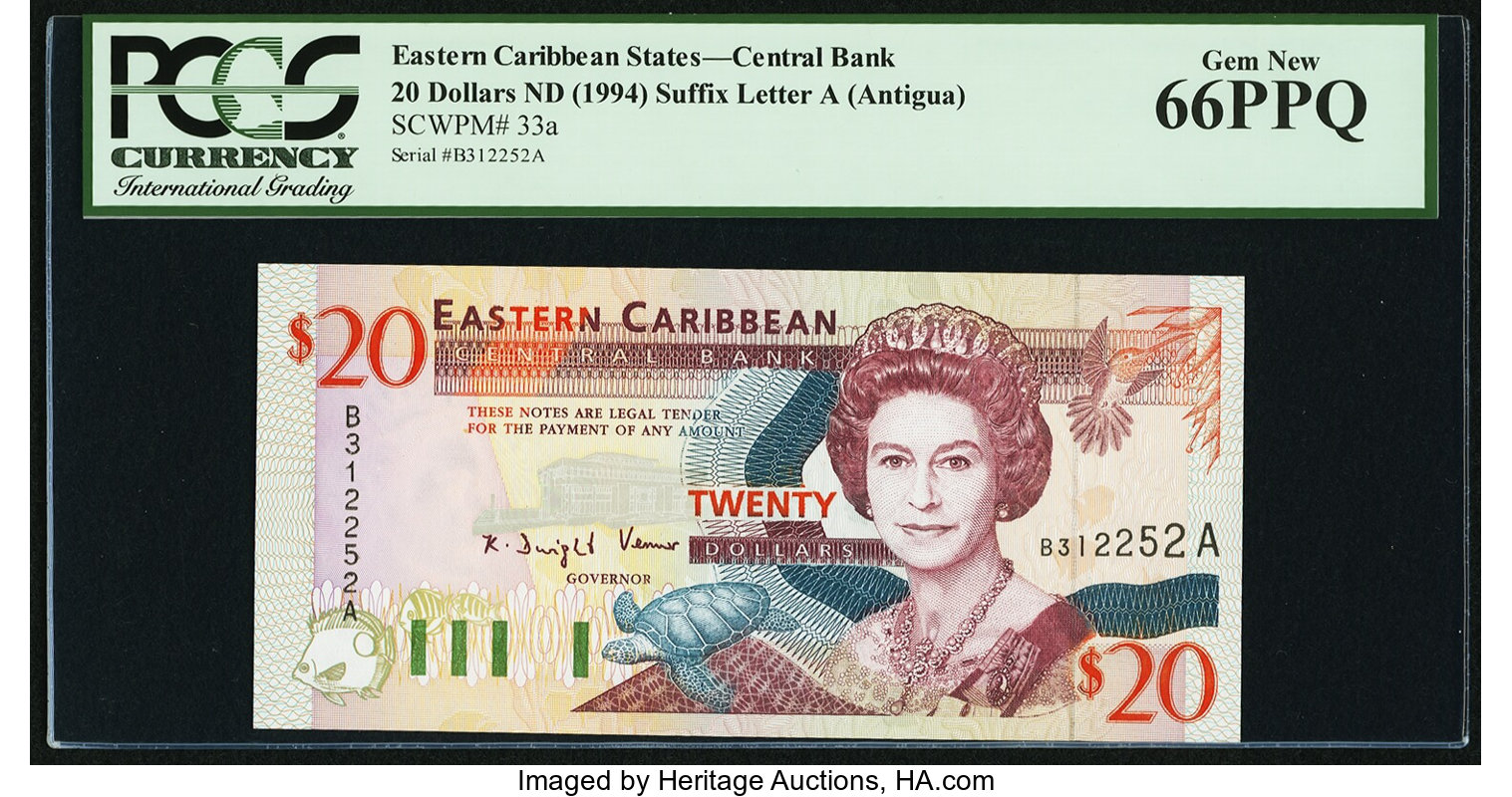 image for: East Caribbean States  20 dollars (B217g)