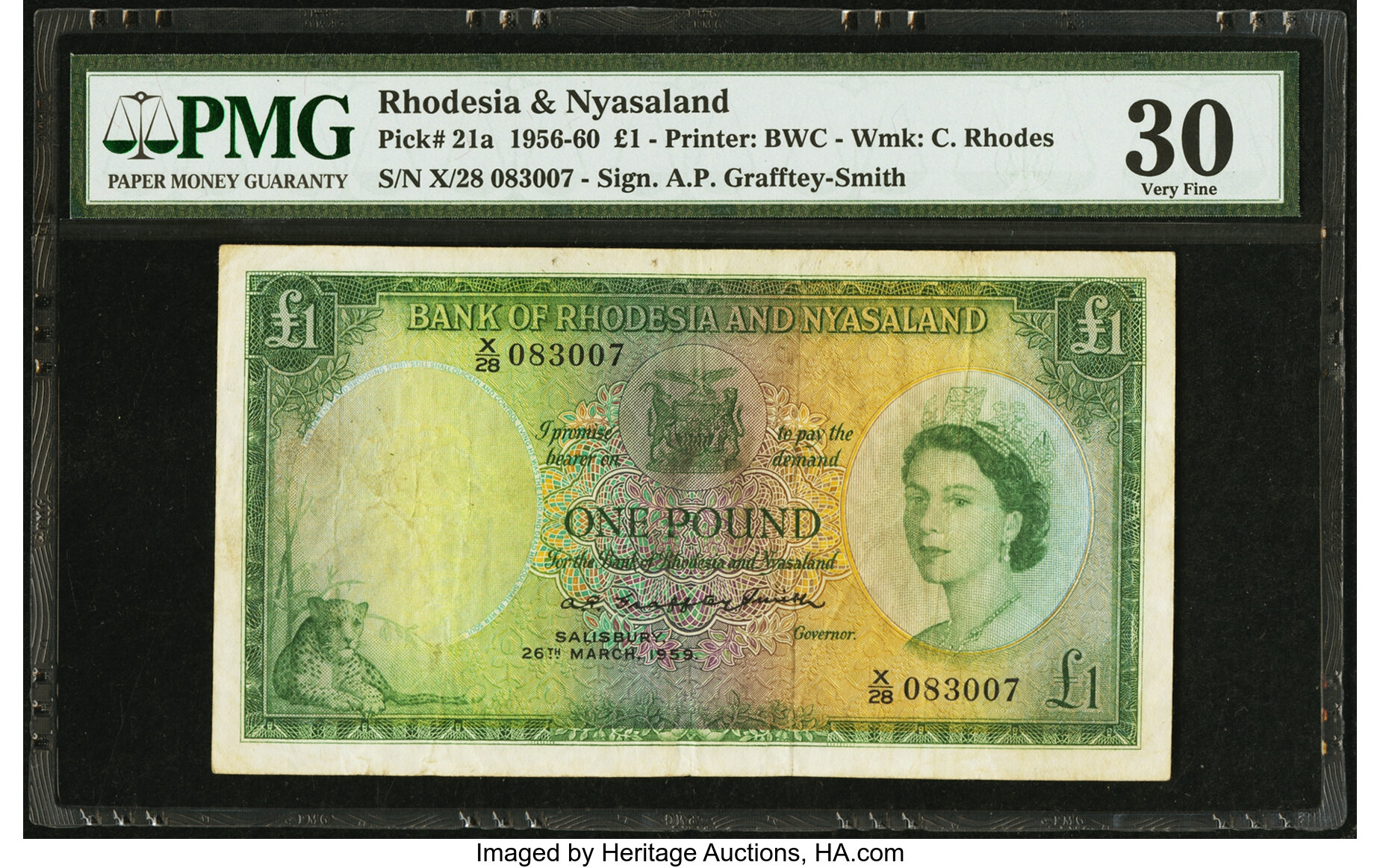 image for: Rhodesia and Nyasaland  1 pound(B102a26)