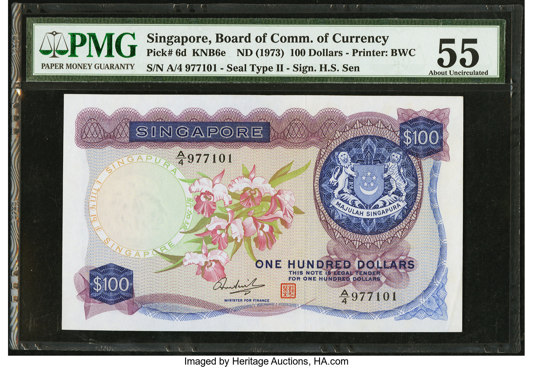 image for: Singapore  100 dollars (B106as)