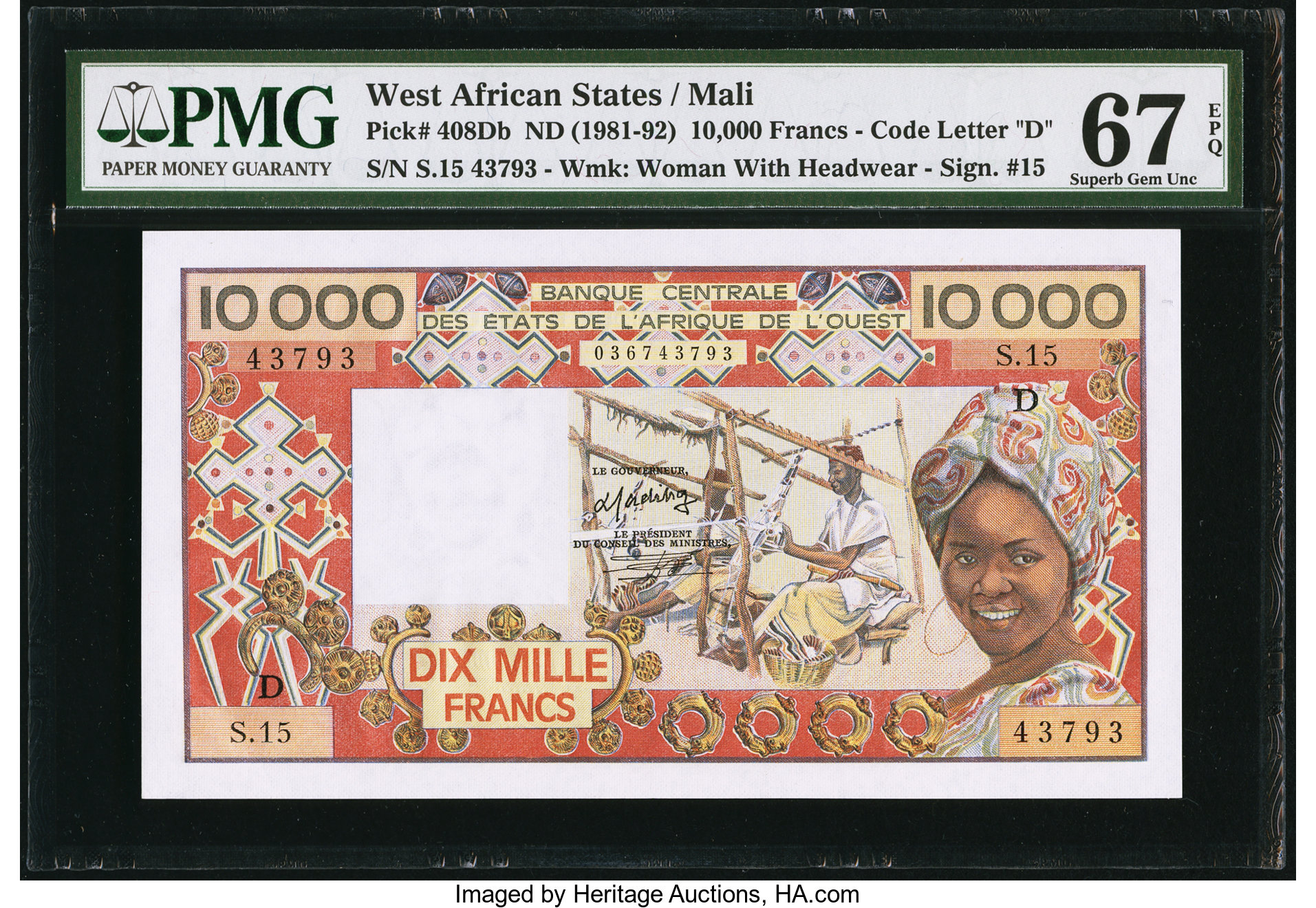 image for: West African States  5,000 francs (B113Dc)