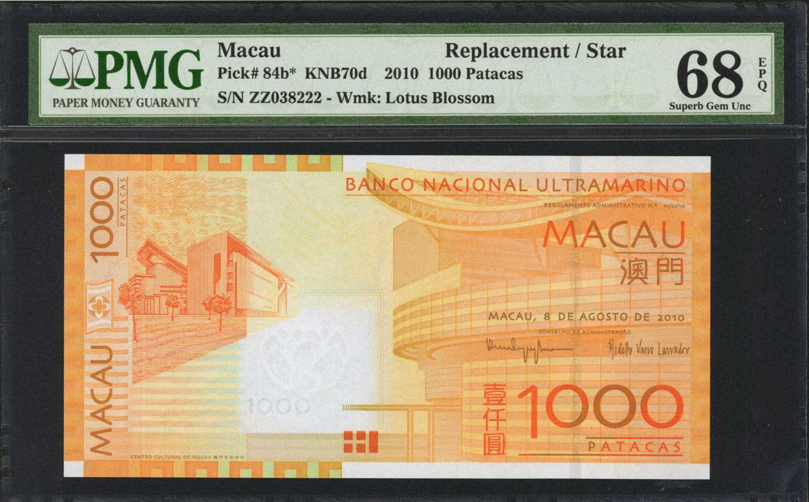 image for: Macau  1,000 patacas (B073bz)